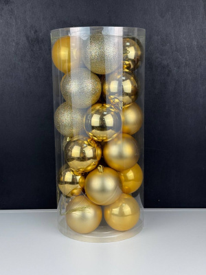 Шары в тубе однотонные 8 см золото