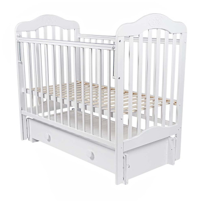 Кровать детская 03 маятник попер кач с ящиком с накладкой белыйМОЙ МАЛЫШ*