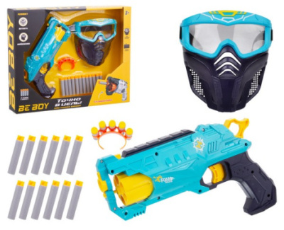 Бластер "BeBoy" с аксессуарами, стреляющий софт-патронами, обойма на 6 патронов, 12 софт-патронов в 