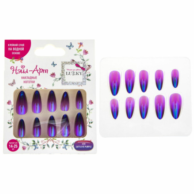 Lukky Нэйл-Арт наб. #20 Cat's Eye Purple 10 наклад.ногтей на клеевой основе,14-25 лет