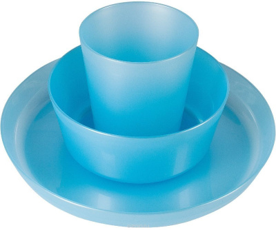Набор детской посуды (тарелка, миска, стакан) голубой