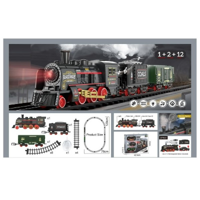 Железная дорога, пар, световые и звуковые эффекты, в/к 42,5*33*5,5 см