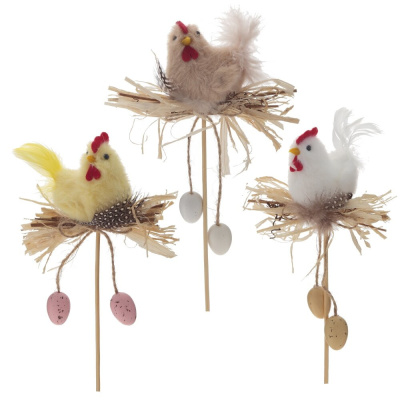 Изделие декоративное Курица L10 W6 H31 см, 3в.