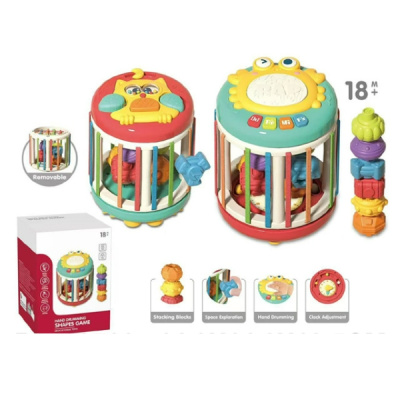 Центр игровой развивающий, световые и звуковые эффекты, часы, барабан, объемные фигурки, в/к 14*14*1