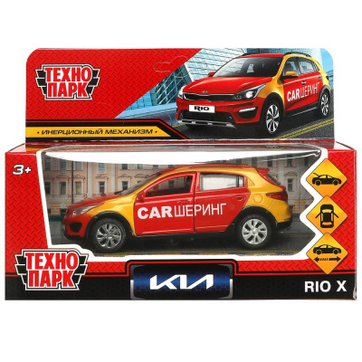 Машина металл KIA RIO X КАРШЕРИНГ 12 см, двери, багаж, инерц, красный, кор. Технопарк