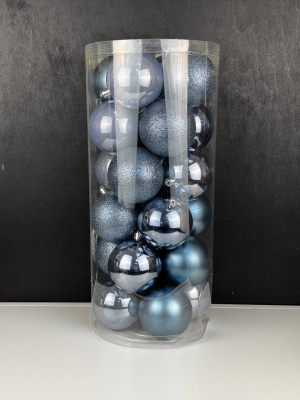 Шары в тубе однотонные 8 см серо-голубой