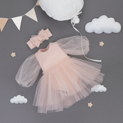 Платье-боди с повязкой на голову KiDi Амелия пудра