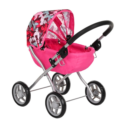 Кукольная коляска PITUSO Bright pink/Ярко-розовый/Бабочки (56*35*56) (уп/3 шт)