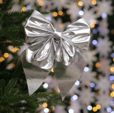 Бант на елку15см полиэфирБАРХАТ цвет серебро 310 MG