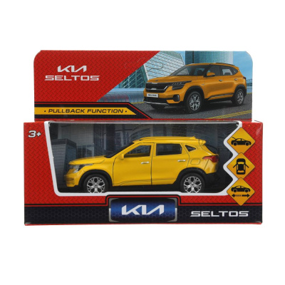 394416 Машина металл KIA seltos длина 12 см, двери, багаж., инерц, желтый, кор. Технопарк в кор.2*36