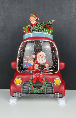 Машина Дед Мороз везет подарки муз бат/USB,27х17см