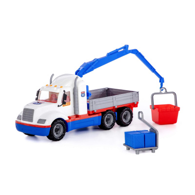 Автомобиль-кран с манипулятором Майк бело-синий