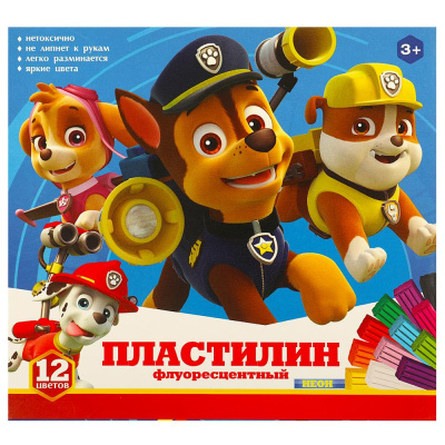 Щенки, пластилин неон 12 цв (180г) MultiArt 