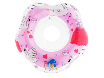 Круг на шею для купания малышей музыкальный 0+ Flipper Лебединое озеро, Розовый