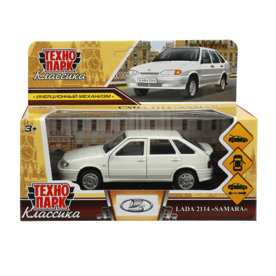 Машина металл LADA -2114 "SAMARA" 12 см, двер, баг, ин, белый, кор. Технопарк 