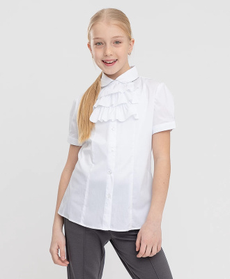 Блузка школьная с коротким рукавом для девочки Button Blue