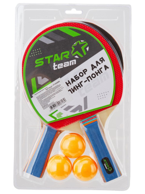 Набор для пинг-понга STAR Team толщина ракетки 8 мм 2 ракетки + 3 шарика