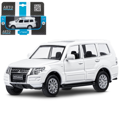 Машинка металлическая, 1:43 Mitsubishi Pajero 4WD Tubro,белый, инерция, откр. двери, в/к 17,5*12,5*6