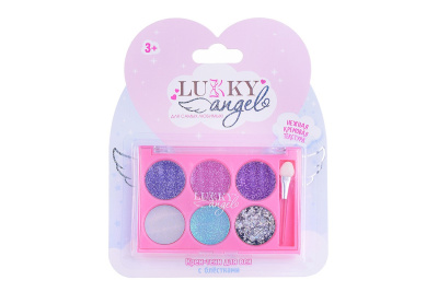Lukky Angel крем-тени для век с блёстками,с аппликатором, 6 цв.(фиолетовый, розовый, сиреневый,белый