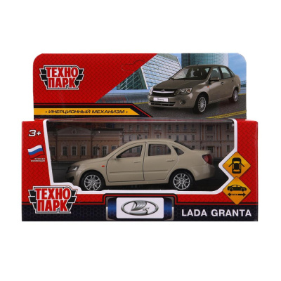 Машина металл LADA granta 11,5 см, двери, инерц, бежевый, кор. Технопарк
