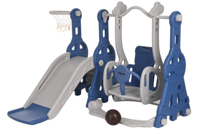 Горка-Комплекс Космо PITUSO (горка,качели,баскет.кольцо) Синий/серый,144*119*92h