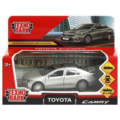 Машина металл TOYOTA CAMRY 12 см, двери, багаж, инерц. серебристый ,кор Технопарк 