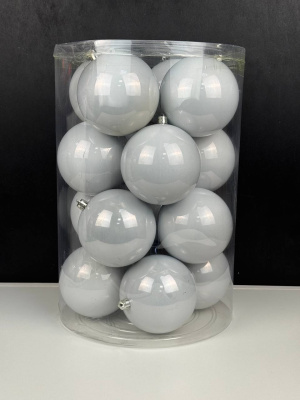 Шар в тубе 12 см серебро