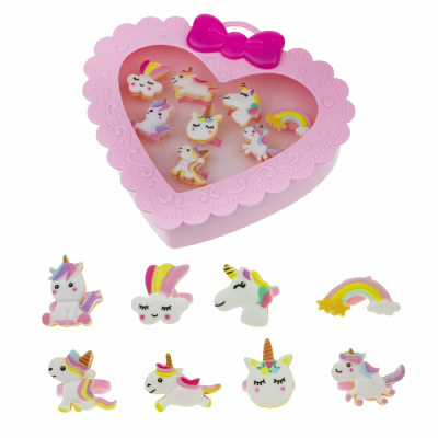 1TOY наб.украш."Sweet heart Bijou" в шкатулке 8 колец единороги