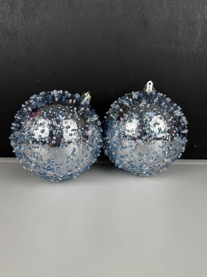 Шар новогодний голубой 10 см