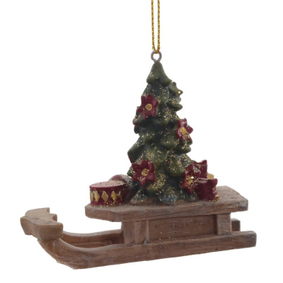 Елочное украшение Сани с елкой