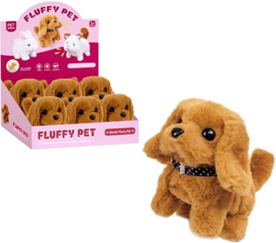 Собачка мягкая на бат., (6 шт. в наборе), ходит, машет хвостиком, лает, в/к 29*33,5*13,5 см