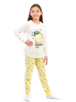 Пижама набивное полотно молочный/желтый