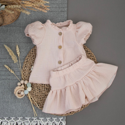 Комплект блузка+шорты KiDi Муслин пудра