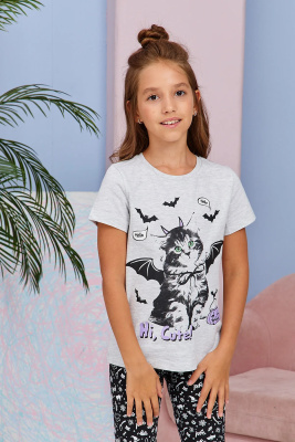 Футболка с коротким рукавом для девочки ShiShoo серый-меланж