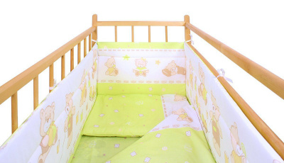 Комплект в кроватку Babyedel Мишки 4 предмета зеленый