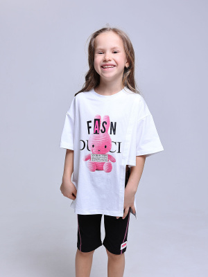 Футболка с коротким рукавом для девочки COLABEAR молочный