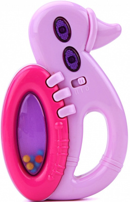 Развивающая игрушка-погремушка PITUSO УТОЧКА (розовый) (свет,звук) 13*9 см (в кор.144 шт)