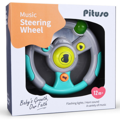 Развивающая игрушка PITUSO МУЗЫКАЛЬНЫЙ РУЛЬ (серый) (свет,звук) 17*17*5 см (в кор.60 шт)