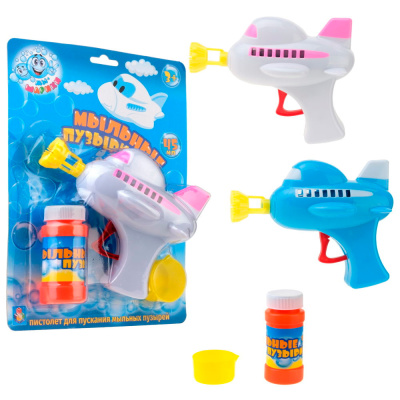 1toy Мы-шарики! игрушка для пускания мыльных пузырей механич. Самолёт, 45 мл, блистер, белый (извини