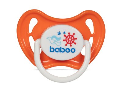 Пустышка силикон круглая Marine 0+ оранжевый  BABOO