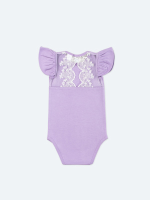 Боди с кружевной спинкой с коротким рукавом MIMILASHIK лавандовый