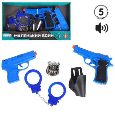 Набор "Полиция" со звуком, синий, в/к 38*4,5*20,5 см ТМ "КОМПАНИЯ ДРУЗЕЙ", Серия "Маленький воин",