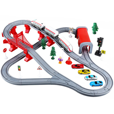 Железная дорога Пригород 77х66 см, 80 дет., поезд, машины, звук