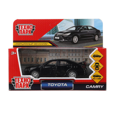 Машина металл TOYOTA CAMRY длина 12 см, двери, багажн, инерц, черный, кор. Технопарк