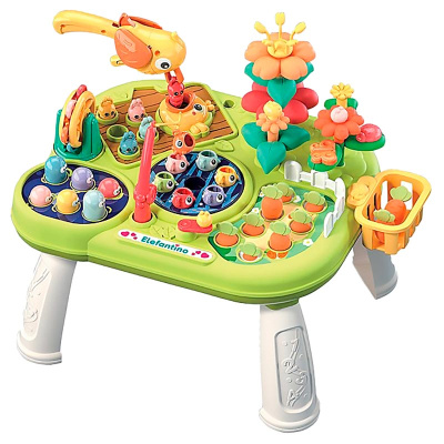 Развивающий игровой центр 5в1 "Elefantino", 30*26*36 см, рыбалка, собери урожай, покорми птенца, кон