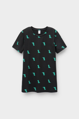 Футболка Crockid зеленые динозавры на черном