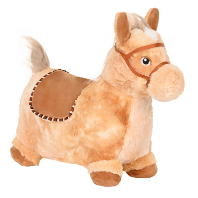 Прыгуны-животные ЛОШАДКА, PVC+съемный плюш.чехол,с насосом, муз.,57*27*50см, Бежевый PITUSO 