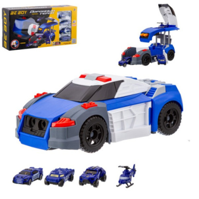 Набор "Парковка" "Beboy", 3 машинки и 1 вертолет в комплекте, подвижные элементы, размер машинки-пар