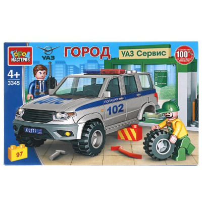 Конструктор uaz patriot ПОЛИЦИЯ в автосервисе, 97 дет. Город мастеров 