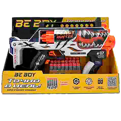 Автомат "BeBoy", 7-и зарядный барабан, 24 софт-патрона в комплекте, в/к 36,5*7*26 см